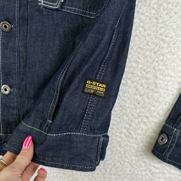 G-Star RAW Scutar Slim Jacket Mens Small Blue Denim Sustainable Workwear Button - Picture 5 of 16